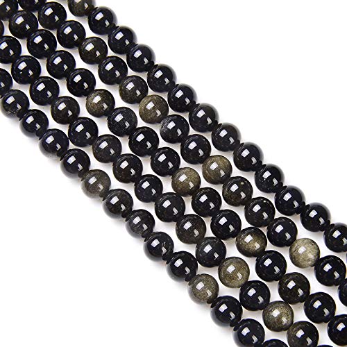 PLTbeads Natural Gemstone Loose Beads Matte Approxi 15.5 inch DIY Bracelet Necklace for Jewelry Making (10mm  Gold Obsidian) - Image 2